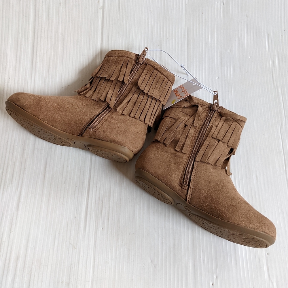 JUMPING BEANS optimistic double fringe tan suede boots - Picture 5 of 8